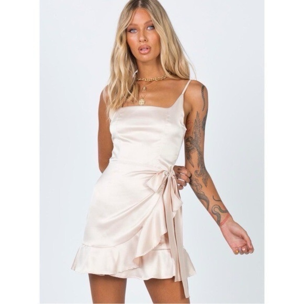 Princess Polly Cottage Hill Mini Dress – Champagne – Size 2